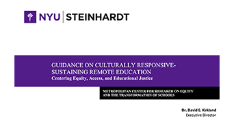 GUIDANCE ON CULTURALLY RESPONSIVE-SUSTAINING REMOTE EDUCATION